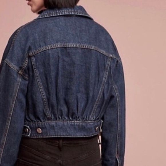 Pilcro Letterpress Cropped Trucker Denim Jacket - Picture 3 of 6